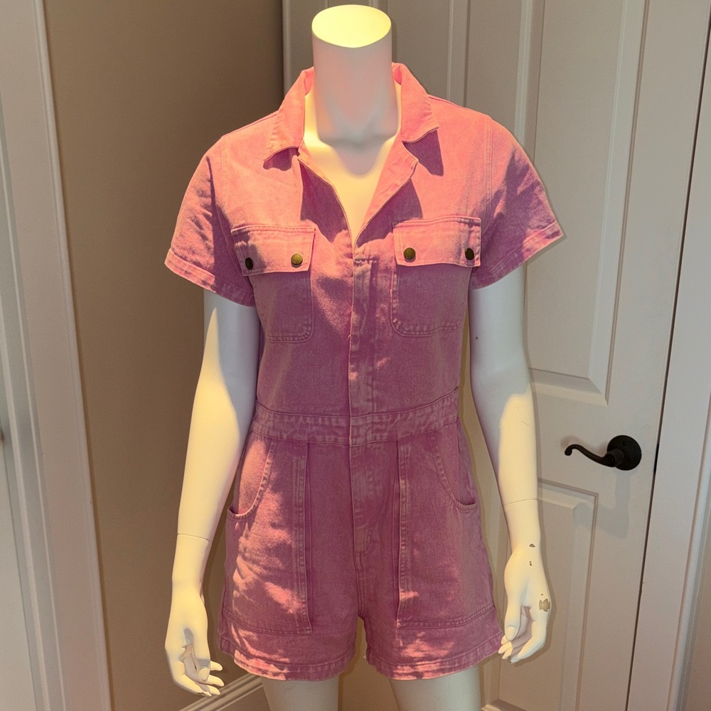Pink Denim Jumpsuit
